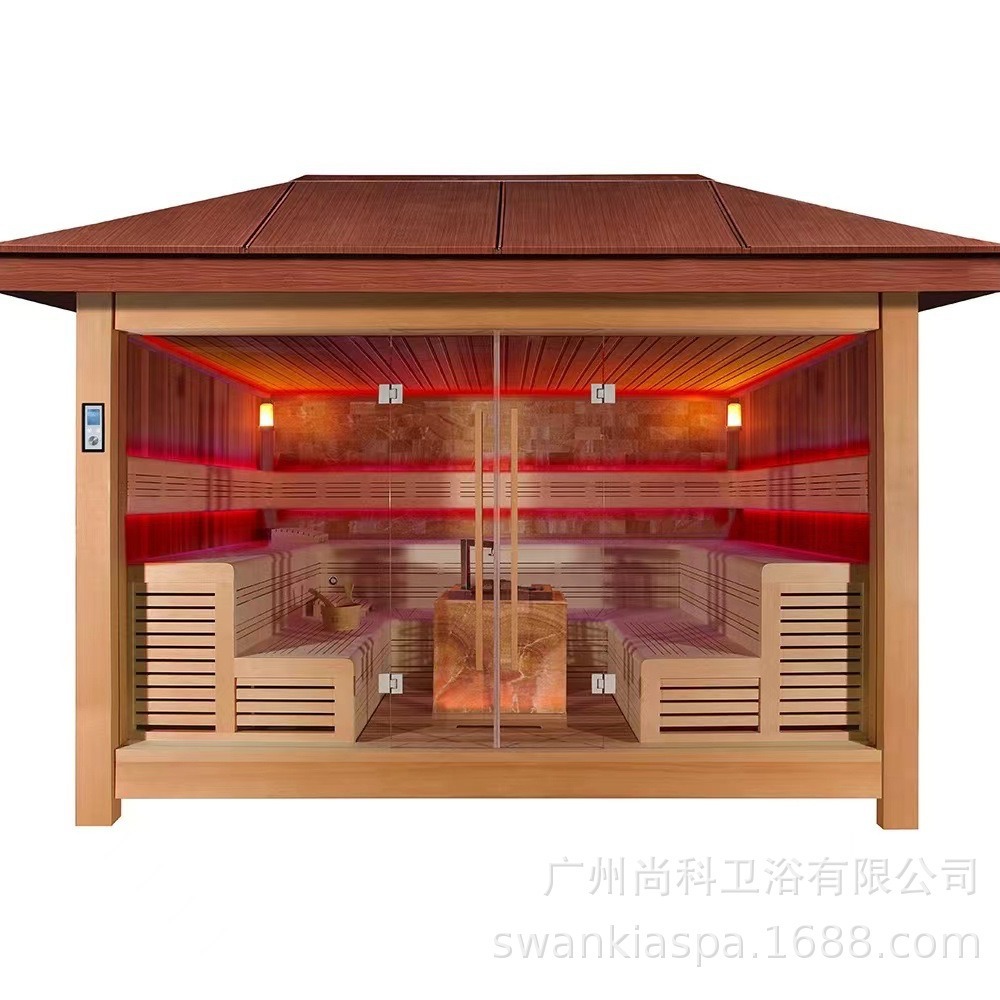 Outdoor Luxury Gazebo Dry and Wet Steamed Sauna Room Shower Room Spa Spa Bath Integrated Multifunctional Sauna Room