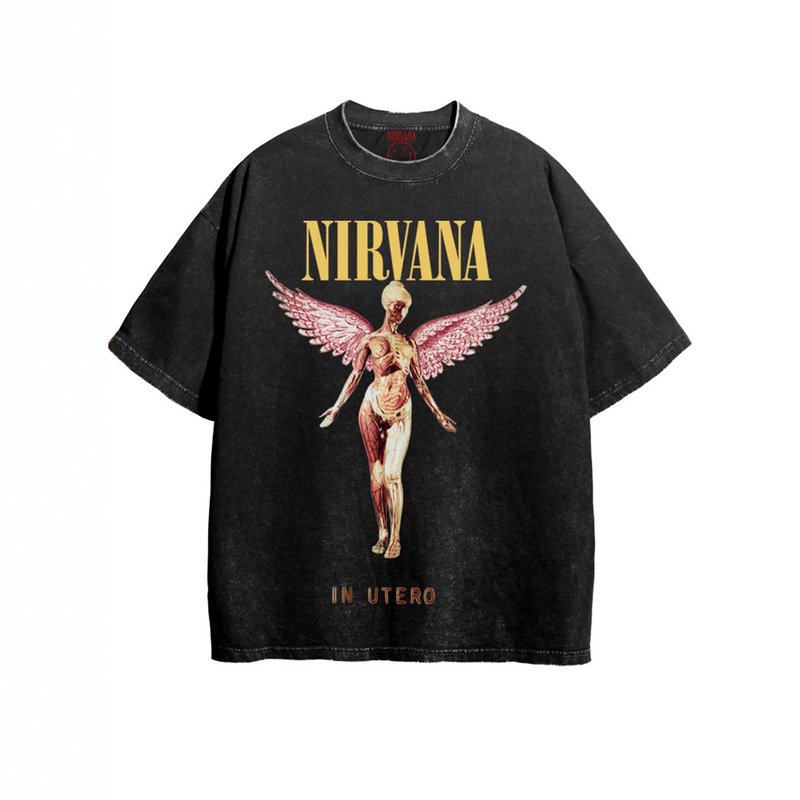New Nirvana Band Rock Nirvana Cobain Kurt Cobain Printed American Retro Round Neck Loose T-Shirt New Nirvana Band Rock Nirvana Cobain Kurt Cobain Printed American Retro Round Neck Loose T-Shirt