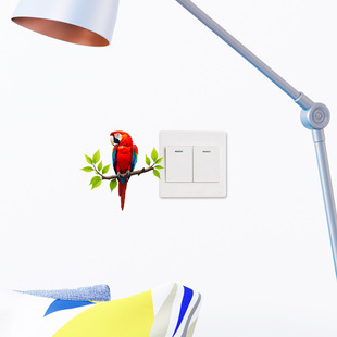 Creative open socket stickers adorable branches parrot animal wall stickers living room bedroom room decoration self-adhesive wall stickers
