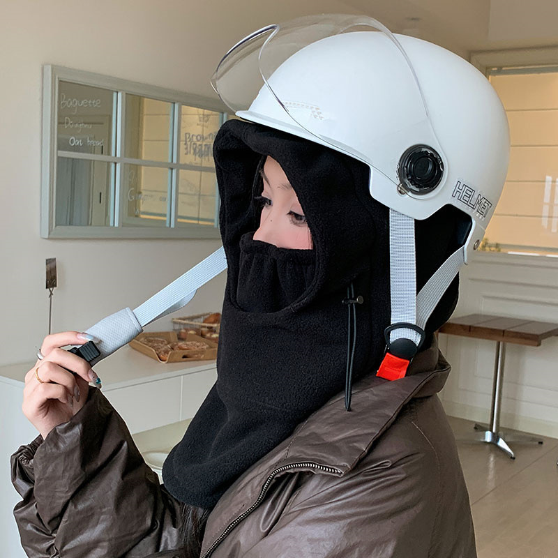 男女可戴摇粒绒保暖雷锋帽户外女骑电动车防风寒围脖面罩一体帽冬|undefined