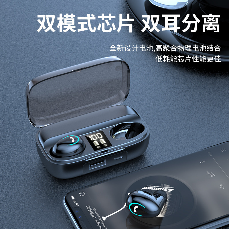 【1回通話48時間】ワイヤレスBluetoothヘッドセット バイノーラル ミニインイヤー Android ユニバーサル|undefined