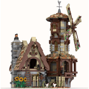 Moc-138190 Medieval Windmill with Farmer's Barn in a Medieval Village 2649 Particle Number