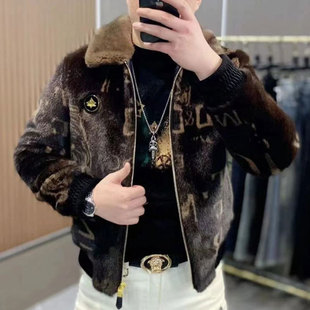 European Station Winter Trendy Brand Gold Mink Velvet Men's Jacket Coat high quality Heavy Industry Light Luxury Slim Warm Top