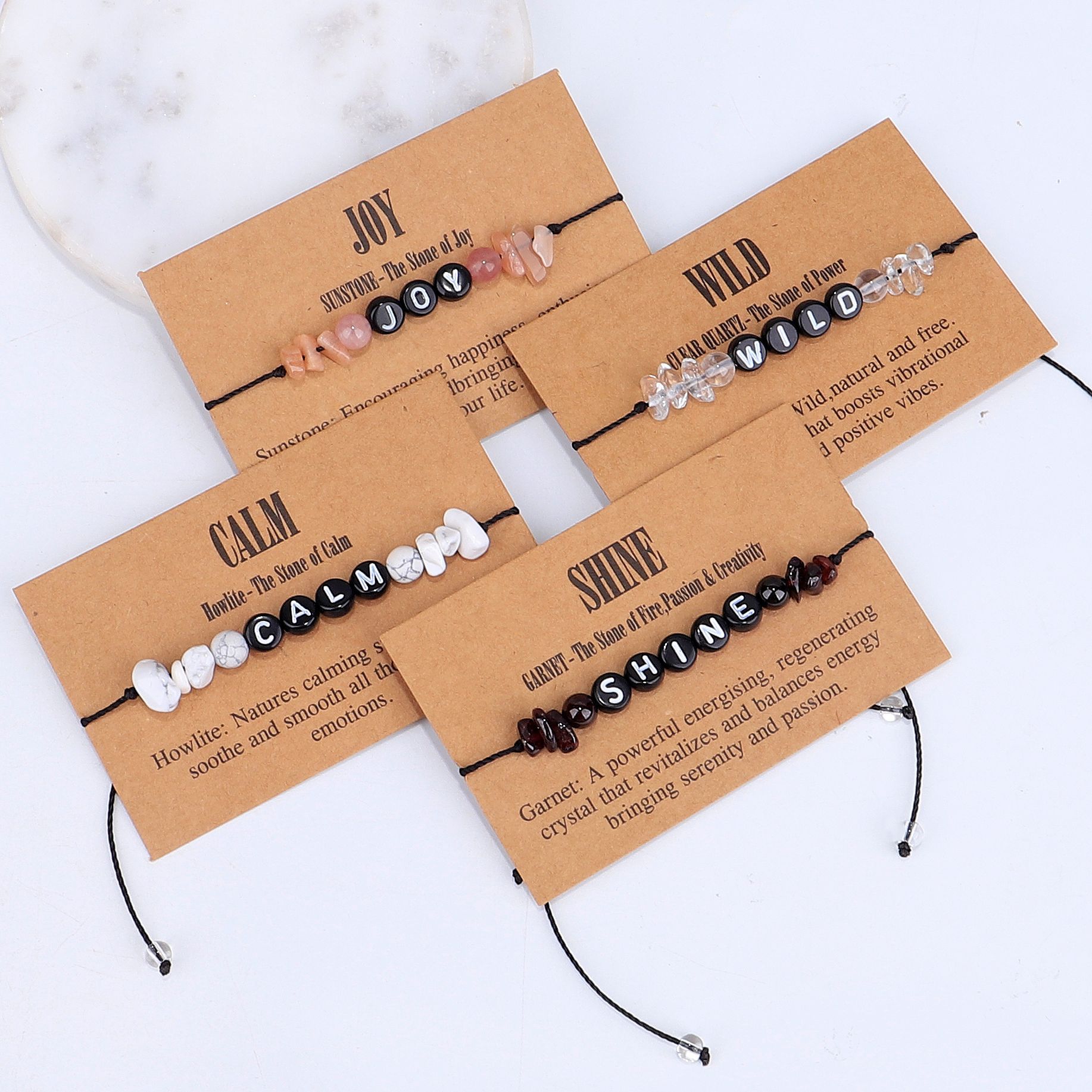 Fashion Letter Stone Braid Unisex Bracelets