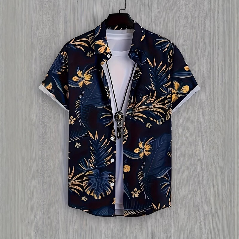 Men's Loose Fit Lapel Button Pocket Short-Sleeve Shirt with 3D Digital Print, in Stock, 2026 European and American Cross-Border Hot Sale Men's Loose Fit Lapel Button Pocket Short-Sleeve Shirt with 3D Digital Print, in Stock, 2026 European and American Cross-Border Hot Sale