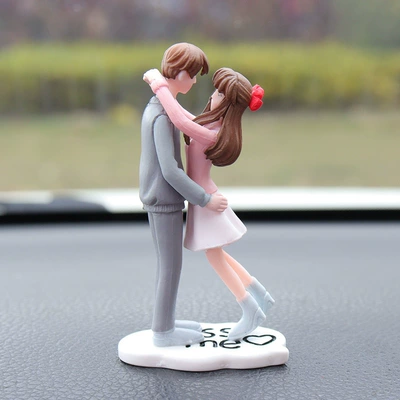 2025 New Car Ornaments Center Console Cute Couple Car Supplies Explosions Car Accessories Desktop Ornaments Women (Car ornaments) - pink-couple-sweet