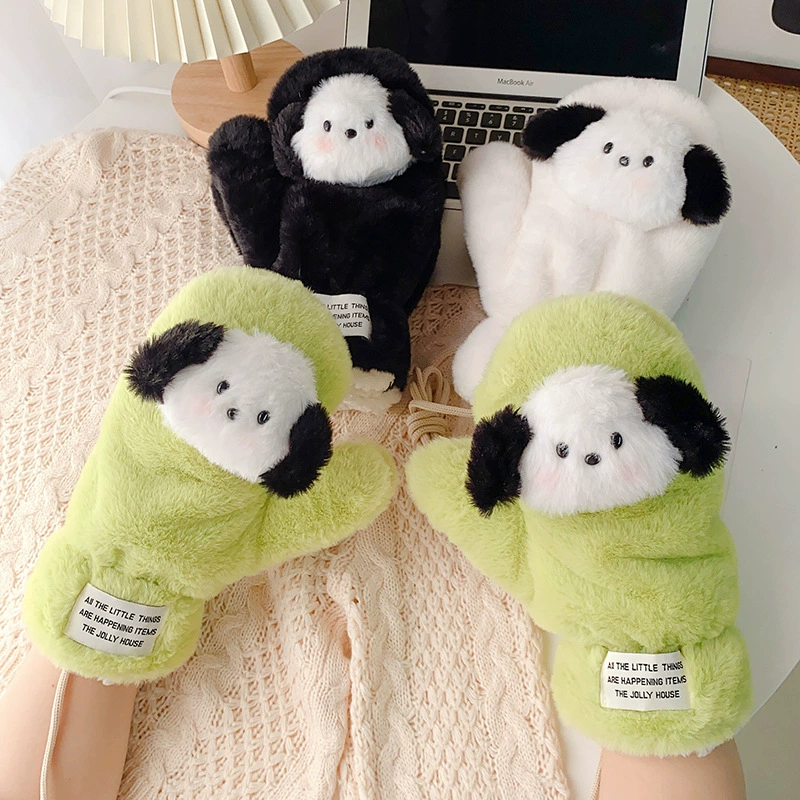 Новые зимние перчатки Paca Dog милые морозостойкие теплые и бархатные толстые велосипедные мультипликационные перчатки для женщин