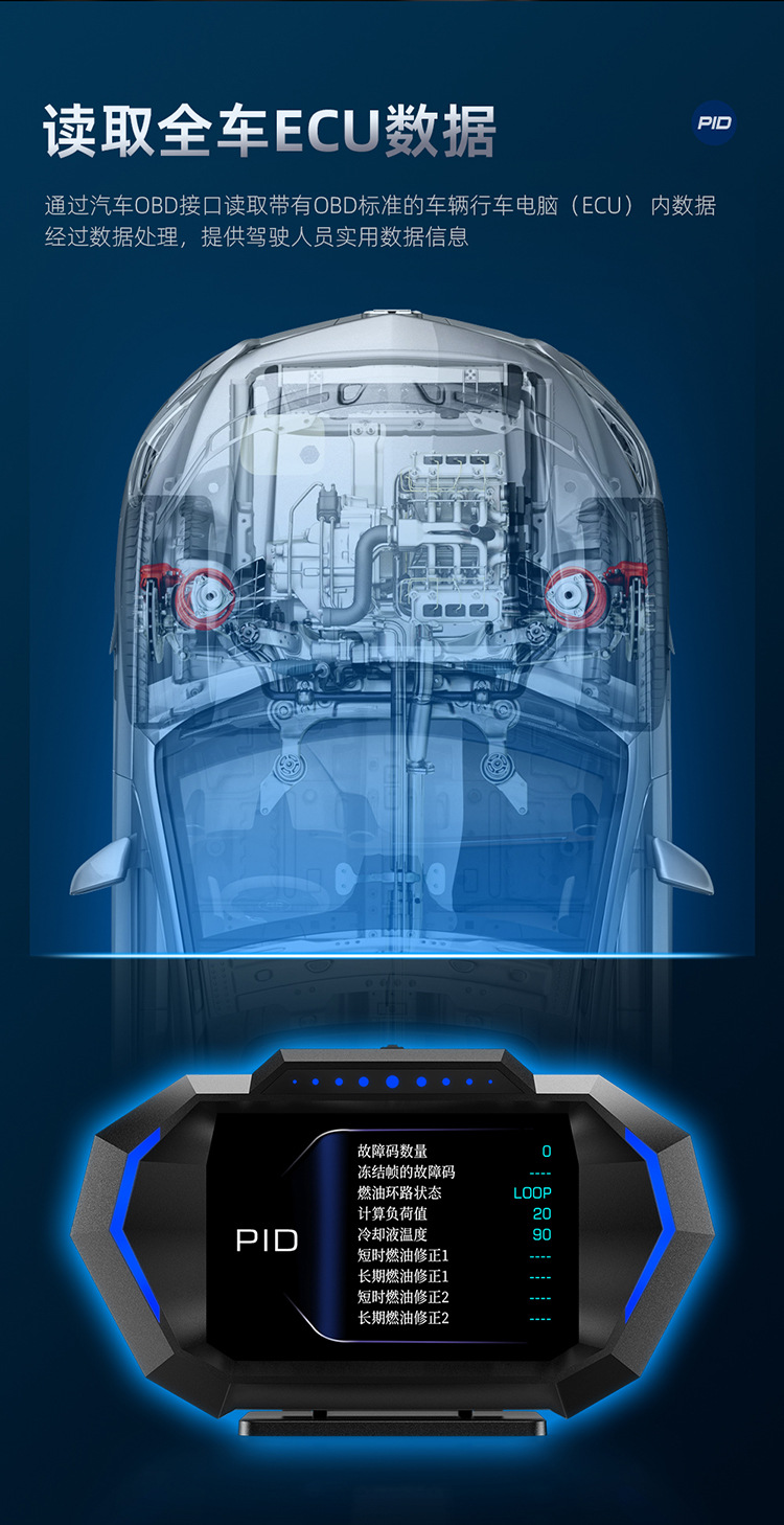 Hud Car Head-Up Display Multi-Function Car Lcd High-Definition Vehicle Speed Fuel Consumption Obd+Gps Instrument Slope