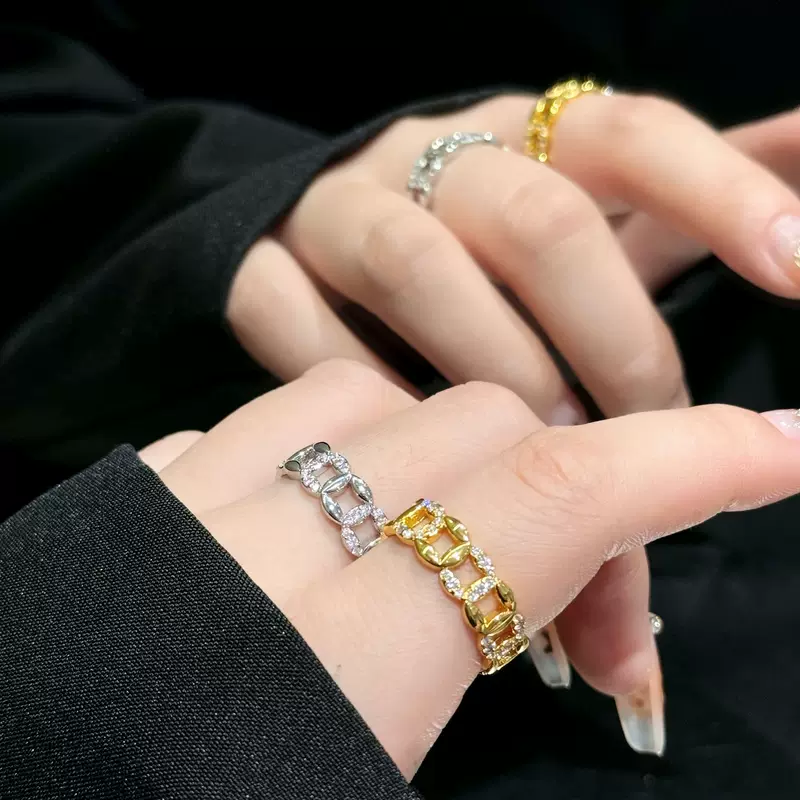 Fashionable chain, design universal metal ring, simple and elegant design, on index finger, wholesale