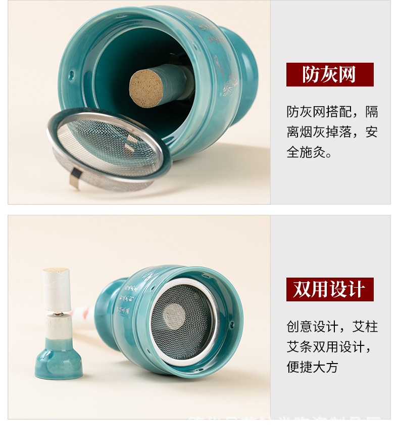 Ceramic Moxa Burner Jar Purple Clay Moxibustion Box with Moxa Stick Holder for Home Warming Therapy details
