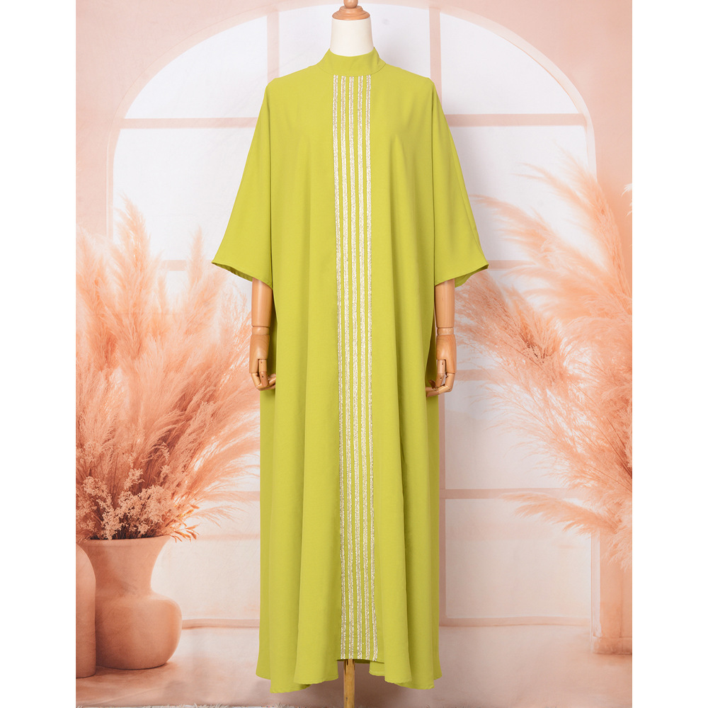 Cross-border E-commerce Arab Abaya Dubai Muslim Middle Eastern Fashionable And Elegant Rhinestone Embellished Robe Dress_ecoleips.com