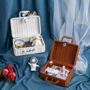 Creative rattan gift box hand basket hand woven rattan box wedding gift box birthday gift box spot