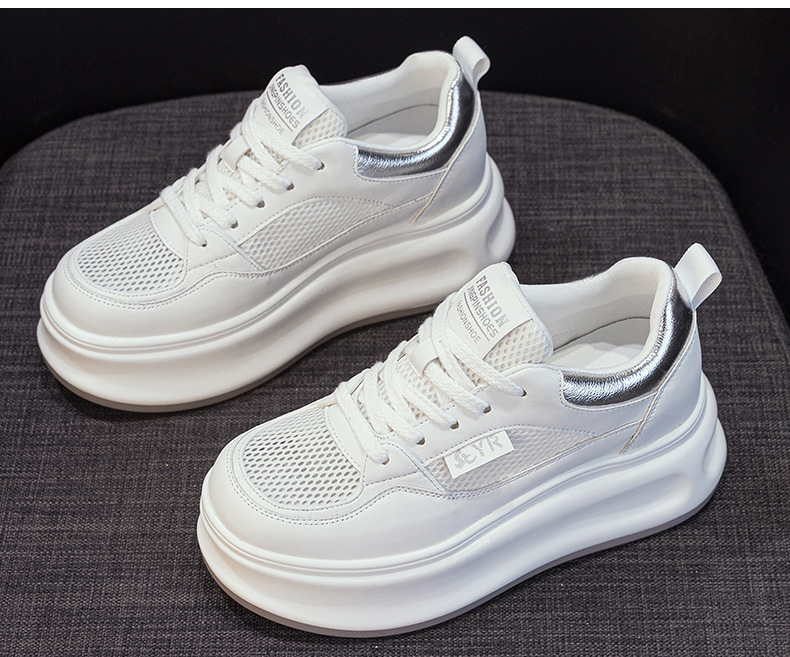 Giày sneaker nữ đế dày da PU trắng phong cách thể thao — Bạc 5056, Vàng 5056 chi tiết 15