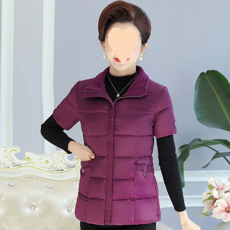 Mid-to-late adult women's down and cotton vest, versatile outerwear for fall/winter—perfect for moms seeking warm, cozy cotton waistcoats.