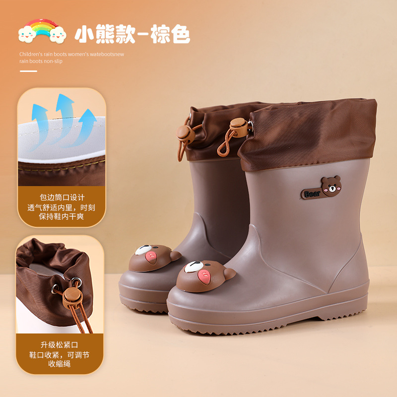 Children's Rain Boots Cartoon Dinosaur Baby Rain Boots Waterproof Outer Wear for Boys and Girls 2-6 Years Old Cute Water Shoes Short Overshoes
