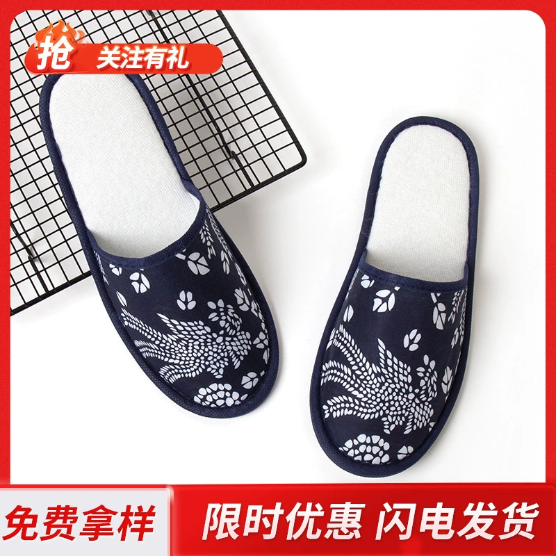 Ethnic blue slippers, ethnic style, for beauty salons