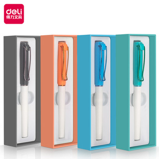 Deli Stationery S155 Ballpoint Pen Candy Color High-Value White-Collar Office Signature Pen Plastic Packaging Box Gift Pen