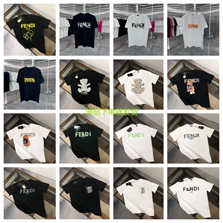 新款FEN芬满印DI迪魔术贴衣服网红ins宽松奥上衣潮牌短袖