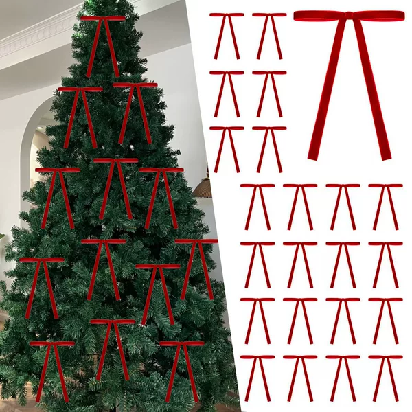 Long Velvet Bow Christmas Wreath Pendant Bow Gift Bow Home Decoration Christmas Tree Decoration