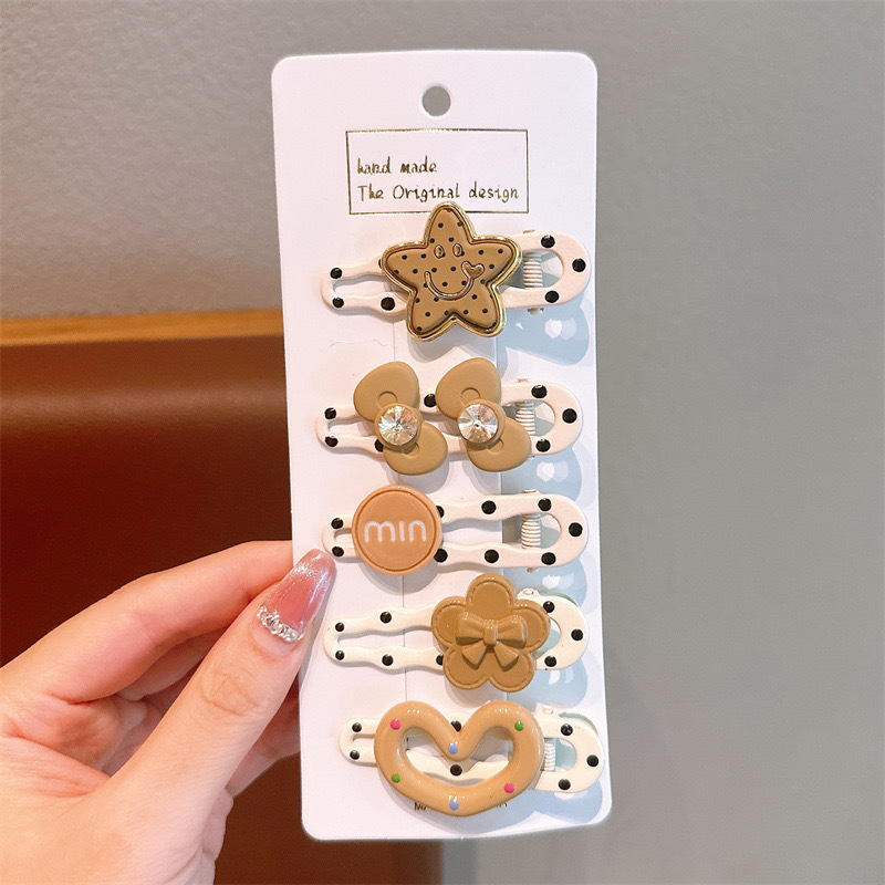 2024 nueva tarjeta de cabello dopamina clip de cabello para niños adorable punto de onda frente clip de cabello pequeño clip de borde de frangeo