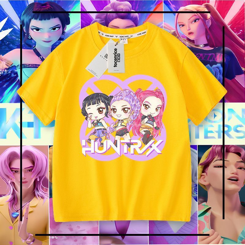 猎魔女团HUNTRX印花女童薄款t恤短袖中小童夏装韩版亲子装上衣ins|undefined