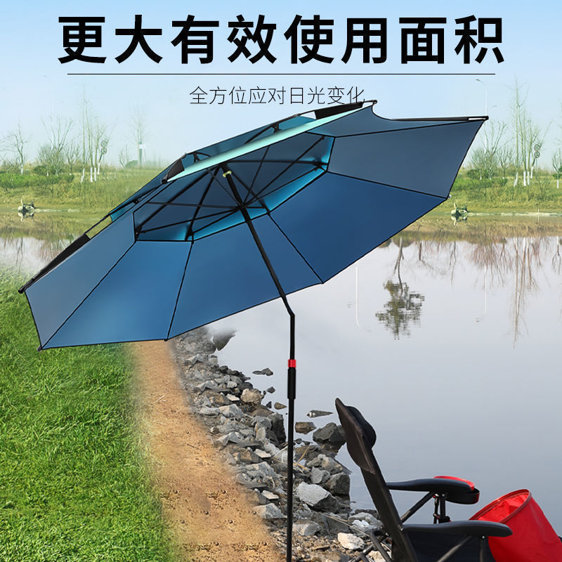 Thickened black-coated fishing umbrella 2.6 meters, multi-directional rainproof umbrella for heavy rain, 2.4 meters sun protection umbrella, fishing umbrella, sunshade umbrella