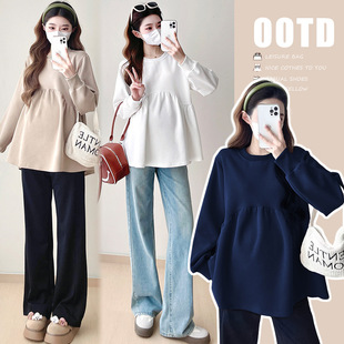 Pregnant women's clothing fashion Korean temperament all-match 2025 spring new loose fashion age-reducing all-match pregnant women's clothing