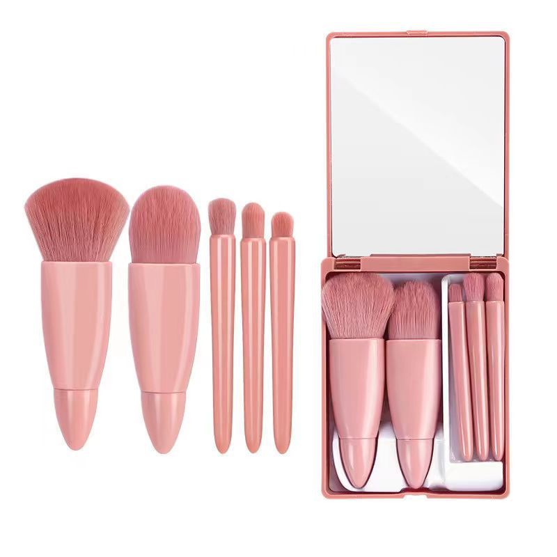 5 conjuntos de cepillo de maquillaje con espejo portátil multifuncional cepillo de sombras de ojos de pintura a granel cepillo de blush cepillo de maquillaje de viaje