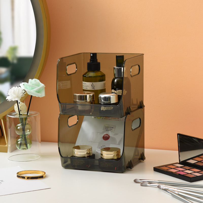 Nueva caja de almacenamiento transparente de lujo ligero de almacenamiento en rack apilable máscara cosmética Almacenamiento en rack misceláneas del hogar organización