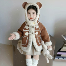 女童冬装2025新款外套儿童洋气加绒加厚皮毛一体秋冬款小女孩大衣