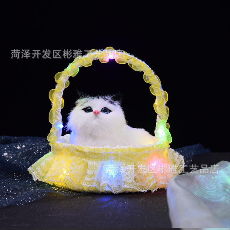 Cestas luminosas con lámparas y llamadas gatitos, simulación de gatos, juguetes luminosos para niños, estandos, puntos de venta.