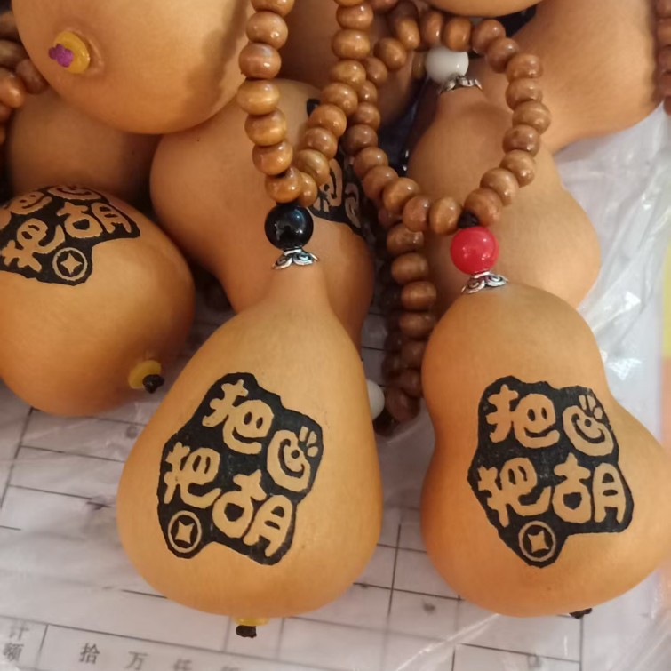 4 ~ 6cm 뚱뚱한 배 조롱박 부처님 구슬 손잡이 조각, 여러 가지 상서로운 단어가 혼합되어 도매로 배송됩니다.