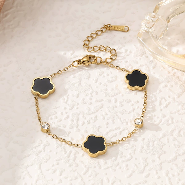 44b2 black shell bracelet with diamonds
