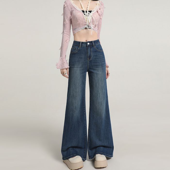 微喇牛仔裤女2025秋季新款流行高腰阔腿宽松显瘦不贴腿喇叭裤子|undefined