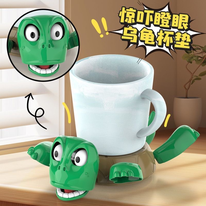 Explosiva posavasos de tortuga Xiaohongshu Douyin mismo estilo divertido rey ocho posavasos impresión 3D presionar juguete de tortuga de ojos abiertos
