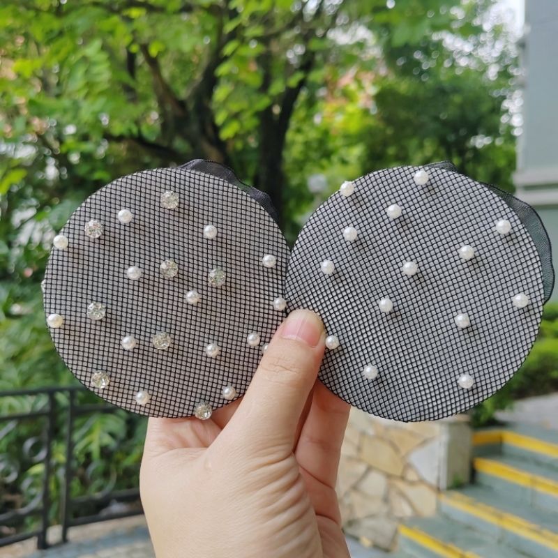Pearl Hair Net for Women, Summer Art Exam Dance Hairnet, Professional Flight Attendant Bun Hair Styling Tool for Children