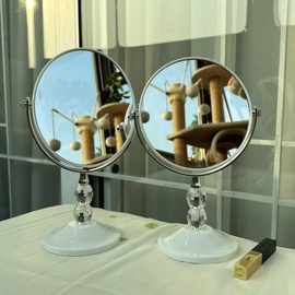 化妆镜镜子台式桌面简约ins风高级感学生宿舍化妆台双面梳妆镜女