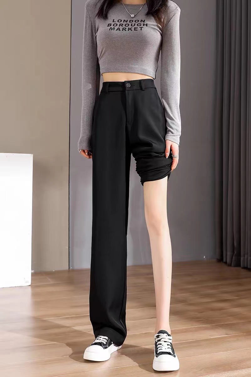 Real shot pants black suit pants women's wide-leg pants draped suit pants smoke tube pants small women's business pants straight pants
