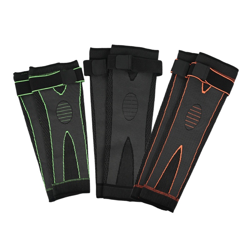 Wholesale nylon knitted Compression knee pad cycling running sports knee pad dot matrix warm long strap knee pad