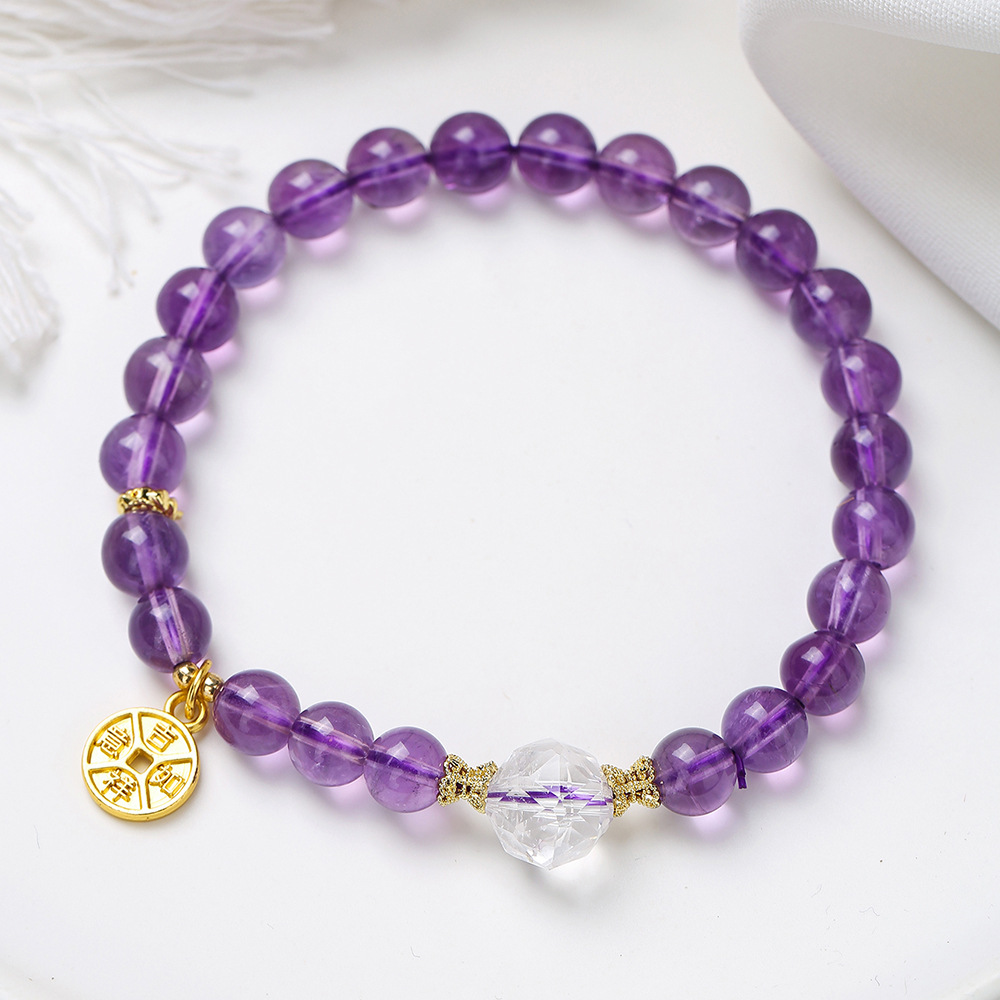 6 mm amatista bronce dorado 17,5 cm