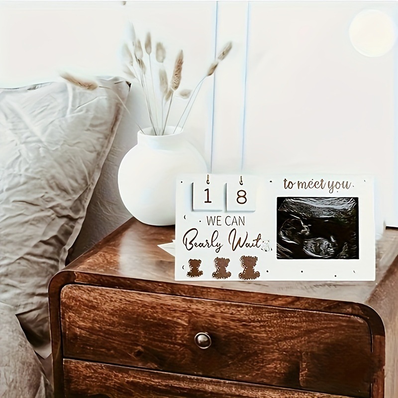 Milestone de nacimiento del recién nacido, marco de fotos de madera conmemorativo, marco de fotos de decoración de dormitorio y sala de estar, período de crecimiento del bebé