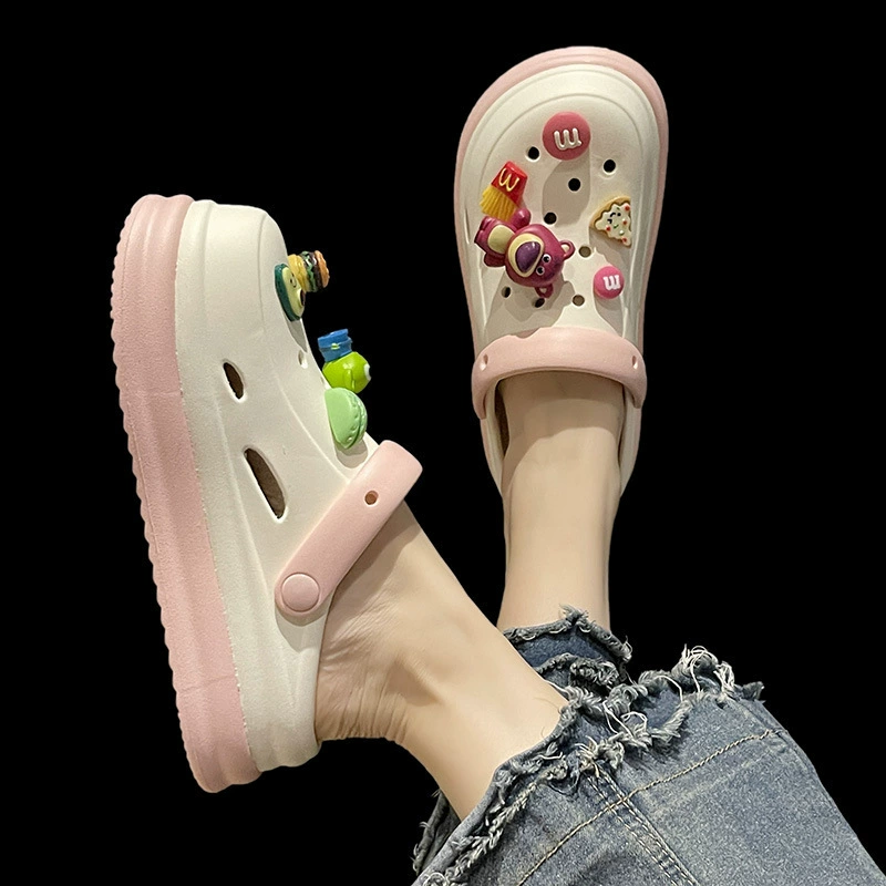 DIY пещерная обувь женская летняя сеть красная девушка носит пляжный нескользящий мультфильм милый Баотоу слово холодные тапочки
