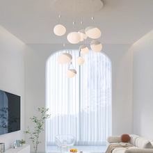 客厅吊灯现代简约大气家用卧室创意球形设计鹅卵石网红奶油风灯具