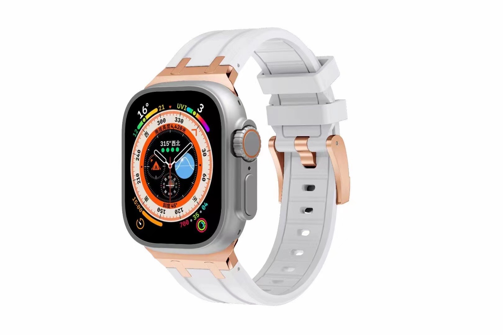 En stock para Apple Watch correa de silicona líquida cabeza de acero inoxidable Ultra Correa