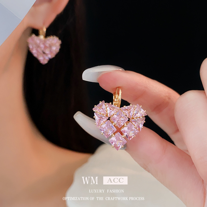 Japonés y coreano-estilo simple ZIRCON encantadores pendientes de moda elegantes del todo-fósforo pendientes de lujo de alto grado para las mujeres al por mayor