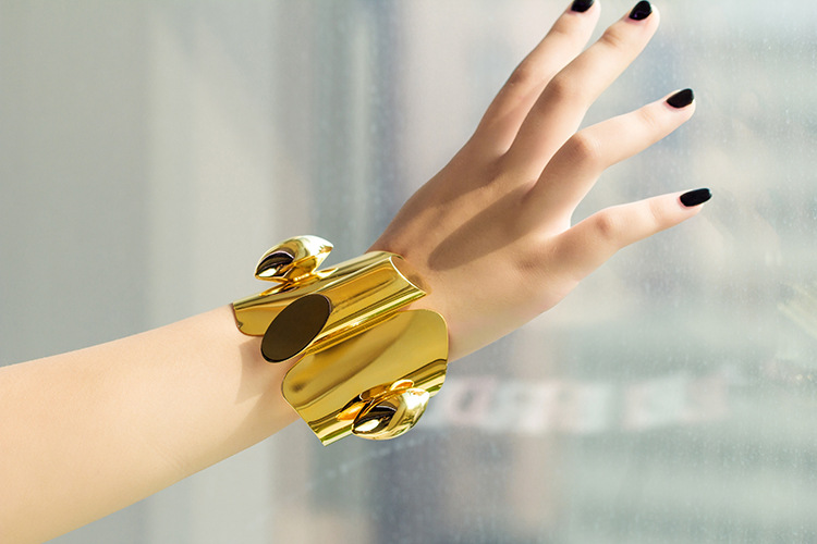 Geometric Pattern PVD Coated 18K Gold Plated Geometric Stainless Steel Fashion Waterproof Non Tarnish