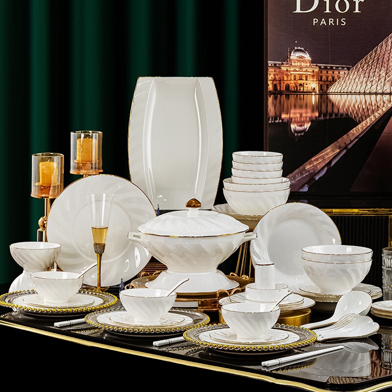 High-grade bone china tableware dishes suit gifts wholesale high-grade Jingdezhen ceramic bowl chopsticks plate combination full set High-grade bone china tableware dishes suit gifts wholesale high-grade Jingdezhen ceramic bowl chopsticks plate combination full set
