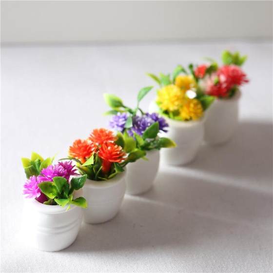 Dollhouse Dollhouse mini simulation colorful floral plant pot with miniature model micro landscape ornaments