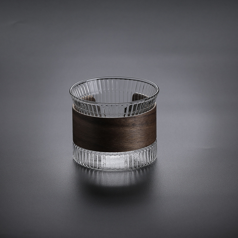 Taza estriada resistente al calor de nuez, taza de té, taza de té, taza de té, taza de té vertical, taza de té