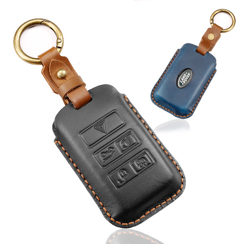 Newly Listed Suitable for Range Rover Jaguar Pure Handmade Mad Horse Leather Cross-border Bestselling Car Key Case Cover Genuine Leather